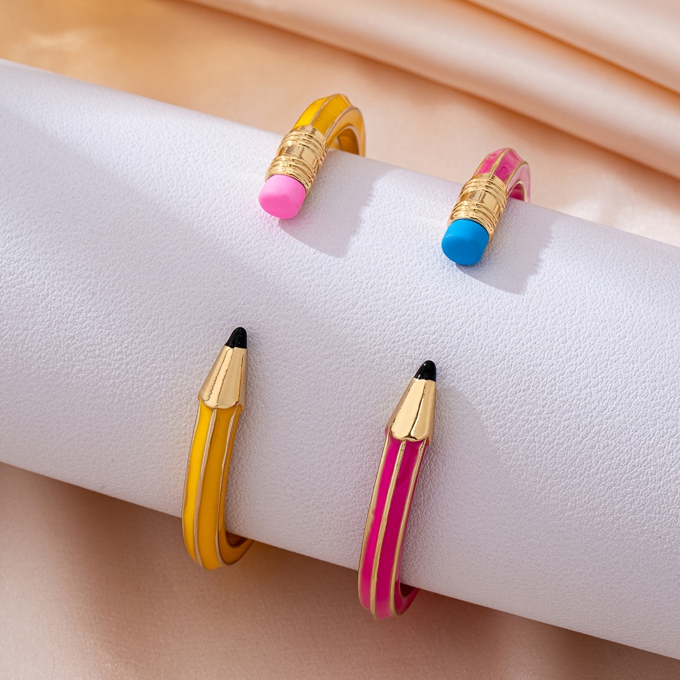 Unique College-Style Pencil-Shaped Alloy Adjustable Bangle Bracelet